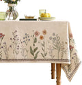 ISAENNE Designer Off White Linen Long Rectangle Tablecloth,Floral Elegant Table Cloth,Stain Resistant Vintage Decor Tablecloths for Dining Thanksgiving Kitchen Christmas,63"*102"-Serenity G