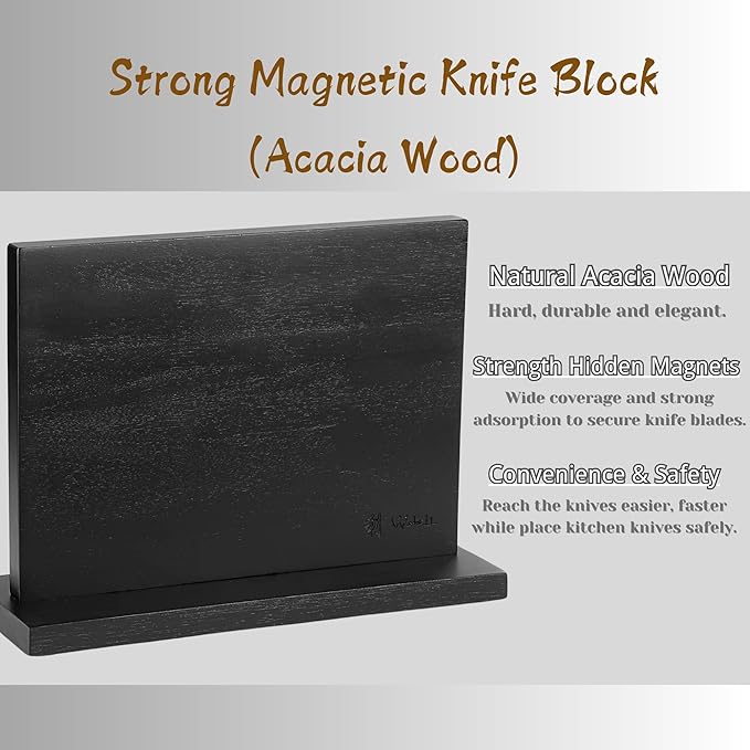 Wakoli Damascus Chef Knife Set with Magnetic Block – 4-Piece Professional Kitchen Knife Collection | Genuine 67-Layer Damascus Steel Blades | Ergonomic Dark Oak Wood Handles (Culinary Asia)