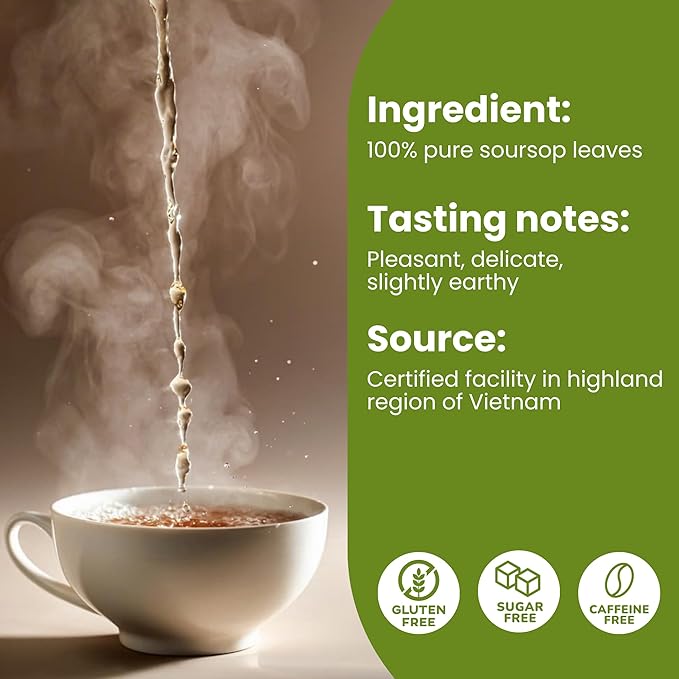 TROPICAL TEAHOUSE 250+ Soursop Dried Leaves, 3oz Premium Graviola Leaves, 100% Pure Guanabana Leaves, Handpicked, Gluten Free, Caffeine Free, Sugar-Free