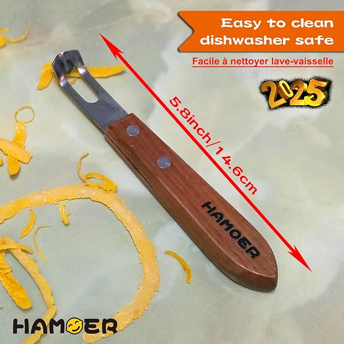 Channel Knife Zester - Fruit and Vegetable Tool for Decorating Cocktails, Desserts, and Salads Stainless Steel Tip 2 PACK