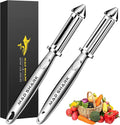MAD SHARK Ultra Sharp Peeler,Flat/Serrated Blade 2 in 1–10 Years No-Rust,I-Shaped Stainless Steel Peelers,Vegetable Peeler with Ergonomic Non-Slip Handle,Potato Peelers for Kitchen 2pc