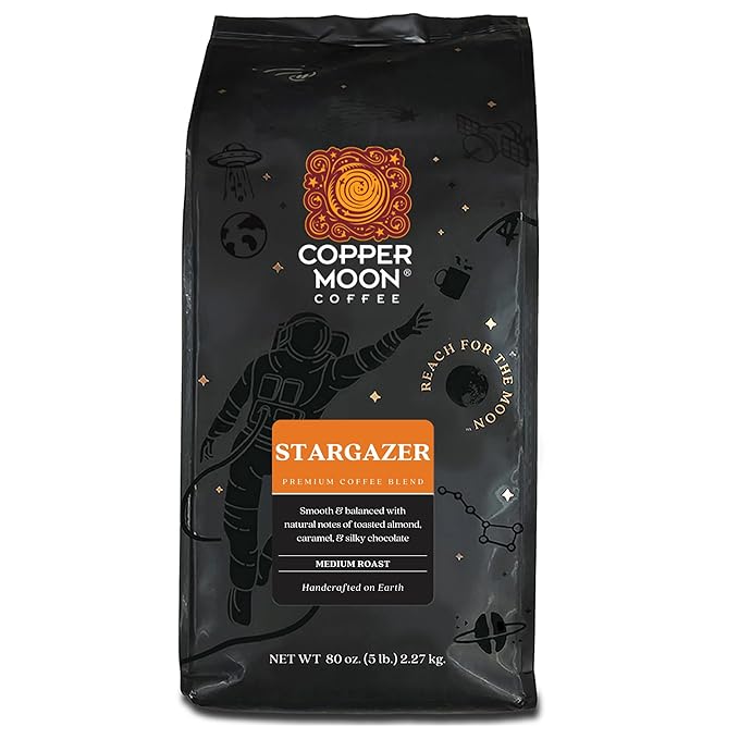 Copper Moon Medium Roast Whole Bean Coffee, Stargazer Blend, 5 Lb
