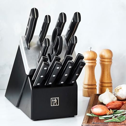 HENCKELS Solution Razor-Sharp 16-pc Knife Set, Chef Knife, Bread Knife, Steak Knife, German Engineered Informed by 100+ Years of Mastery