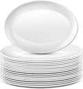 Dandat 24 Pcs Large Serving Platters Oval Trays White Plates Serving Dish for Wedding Party Restaurant Home Steak, Taco, Sushi, Appetizer, Cake (12 Inch)