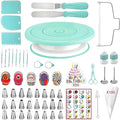 298 Pcs Cake Decorating Kit with Cake Turntable,Cake Leveler,24 Numbered Icing Tips,2 Spatulas,3 Comb Scrapers,8 Carved Pens,100 Pastry Bags,100 Paper Cupcake Liners, (Green)