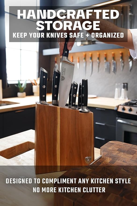 Dalstrong Knife Set Block - 8 Piece - Gladiator Series - German High Carbon Steel Kitchen Knife - Premium Food-Grade Black ABS Polymer Handles - NSF Certified