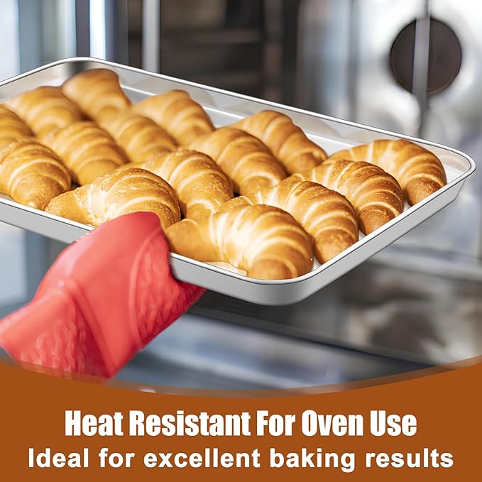 TeamFar Baking Sheet Set of 3, 17.6/16/ 12.5 Inch Stainless Steel Cookie Sheets Baking Pans, Metal Oven Baking Tray for Cooking Roasting Serving, Non-Toxic & Mirror Finish & Dishwasher Safe