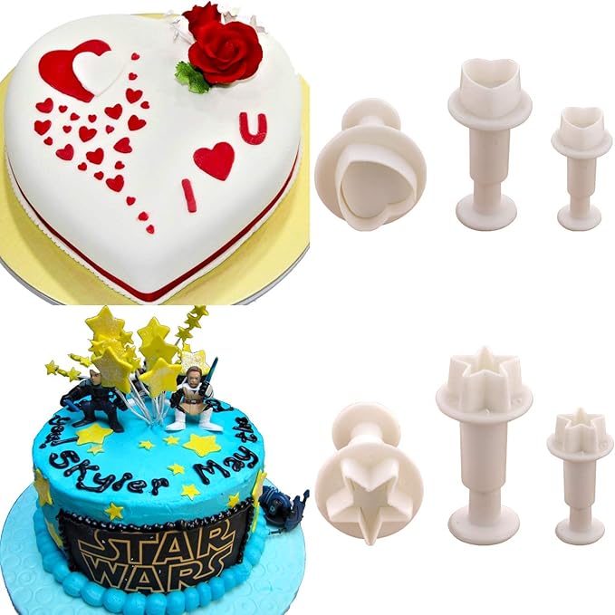 M MOACC Cake Tools 36 Piece Fondant Cake Cookie Plunger Sugarcraft Flower Leaf Butterfly Heart Shape Decorating Mold DIY Icing Plunger Tools