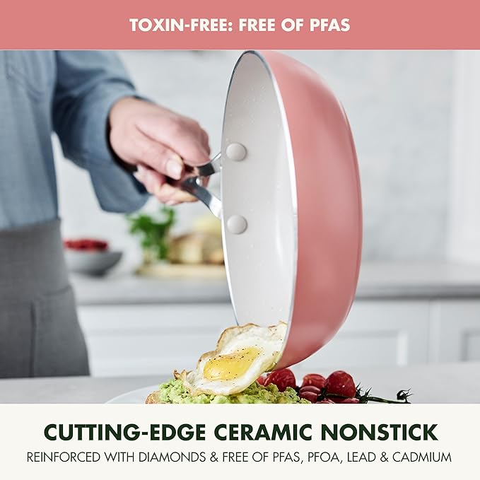 GreenPan Nova 8" Frying Pan Skillet, Oprah’s Favorite Things 2024, Ceramic Nonstick Cookware, PFAS Free, Toxin-Free, Induction Suitable, Dishwasher & Oven Safe, Durable, Easy Clean, Coral