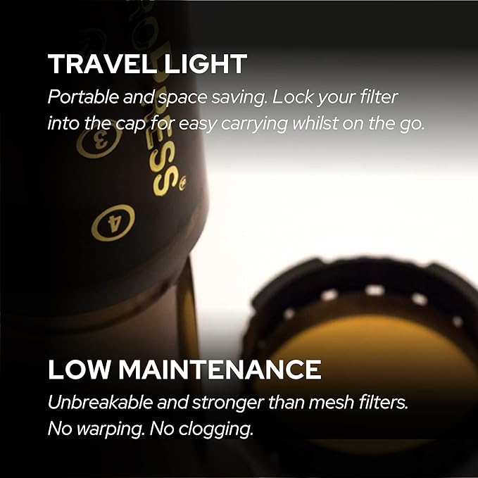 Filter for use in AeroPress Go/AeroPress Coffee Makers (Superfine) - Premium Replacement Disc - Reusable Metal, Titanium Coated Stainless Steel. Upgrade Your Mesh or Filter Papers