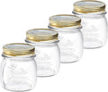 Bormioli Rocco Quattro Stagioni set of 4 Clear Airtight Mason Jars, 8.5 Oz. Made from BPA Free Durable Glass, Made In Italy.