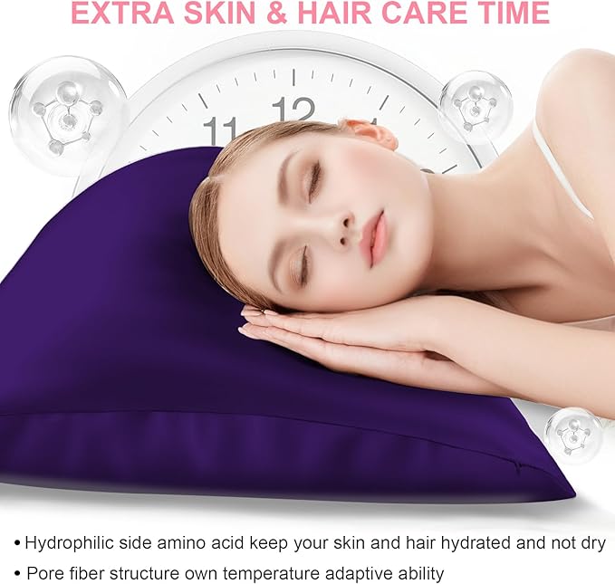Mulberry Silk Pillow Cases 2 Pack Standard Size 20x26 Inches with Hidden Zipper, Ultra Smooth and Soft Breathable Cooling Silk Satin Pillowcase Set of 2, Better for Hair and Skin, Gifts for Women Men