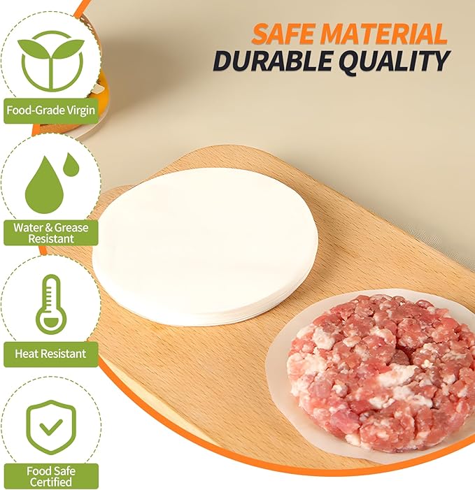 500PCS Hamburger Patty Paper, 4.5 Inch Round Non-Stick Patty Paper Sheets,Baking Parchment Rounds for Burger Press,Separating Burger Patty, Cookies and Baking