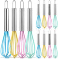 Baderke 12 Pcs 6 Inch Mini Whisks Bulk with Stainless Steel Handles Small Silicone Kitchen Whisks Non Stick Tiny Balloon Wire Whisk for Mixing Stirring Baking Cooking Party Favor Gift(Macaron)