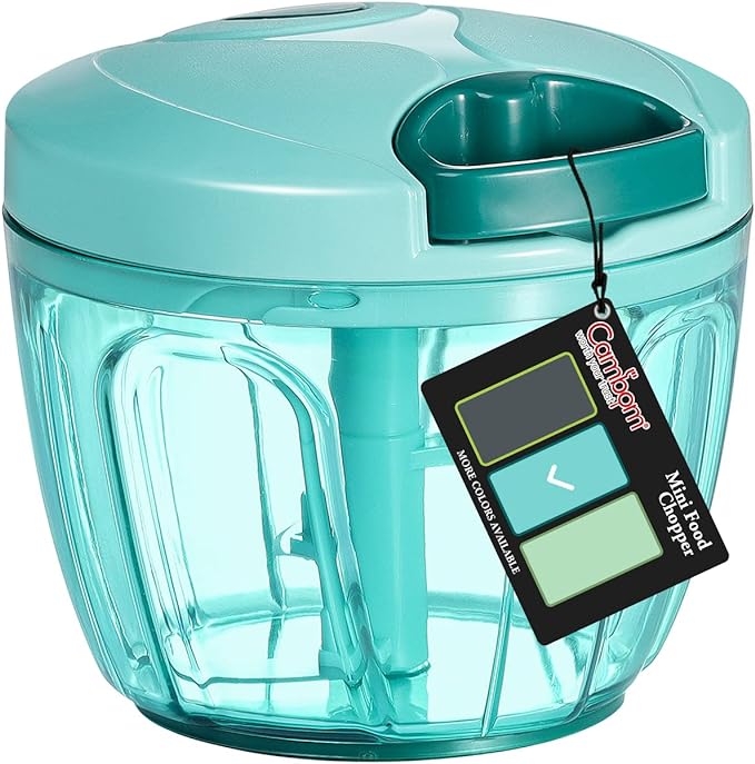 Cambom Manual Food Chopper Vegetable Cutter, Hand String Vegetable Chopper Onions Cutter for Vegetable Fruits Nuts BPA Free Food Safe Material, 650ml Blue