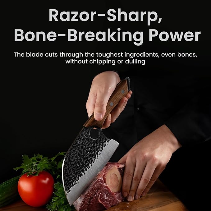 Matsato Cleaver Knife – Japanese Steel Cooking Butcher Knife for Meat & Vegetables Chopping, 5.8 Inch Kitchen Knife, Christmas Kitchen Gift for Men & Women