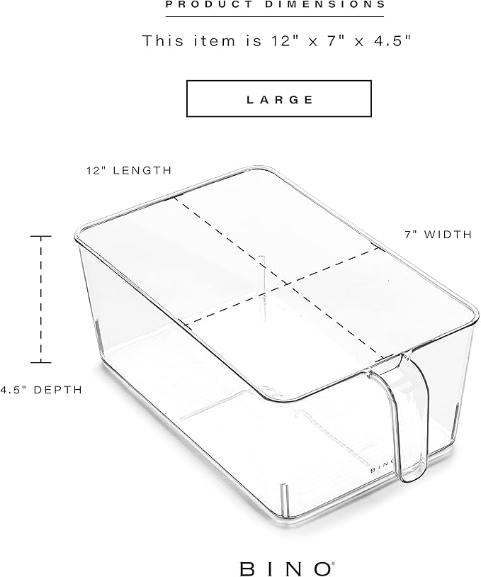 BINO | Clear Storage Organizer | THE HOLDER COLLECTION | Clear Containers for Organizing with Built-in Handles | Pantry Organization and Storage | Fridge Organizer | Smart Storage Bin Cabinet | Large