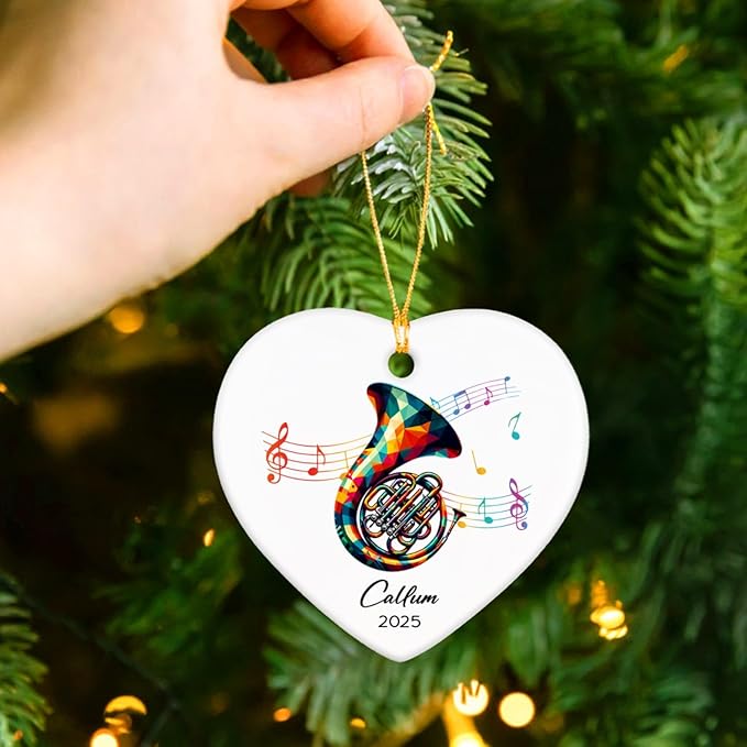 French Horn Ceramic Ornaments, Customized Name & Year French Horn Player Christmas Ornament Gifts, Musical Instrument Ornaments Xmas Tree, Personalized Music Lovers Ceramic Ornament Decoration 2025