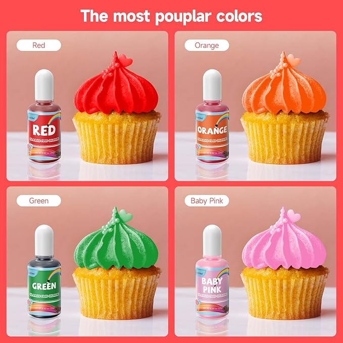 Oil Based Food Coloring, 15ml Large Capacity Oil Food Dye for Chocolate, Edible Coloring for Baking, Cake Decorating, Icing, Easter Egg, Fondant, Candy Melts, Cookie, Food Grade Slime Making DIY Set