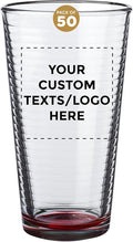 Custom Spiral Pint Glass 16 oz. Set of 50, Personalized Bulk Pack - Beer Glasses, Heavy Duty Drinkware - Red