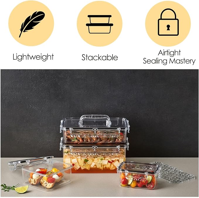 Airtight Food Storage Container With Lid (91.3oz) BPA-Free | Meal Prep | Microwave, Freezer and Dishwasher Safe | Leak-Proof | Kitchen Fridge Organizer Boxes | Fresher Food
