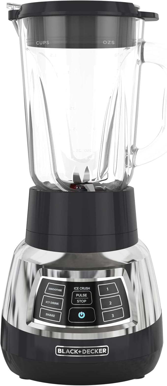 BLACK+DECKER BL1400DG-P Quiet Stainless Steel Blender with Cyclone Glass Cup