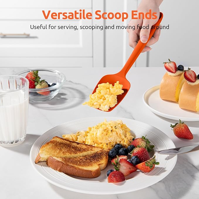 U-Taste Silicone Baking Spatula Set: 480ºF High Heat Resistant, Food Grade Flexible Rubber Kitchen Cooking Mixing Scraper, Food Grade Seamless Utensil for Nonstick Cookware Set of 3 (Orange)