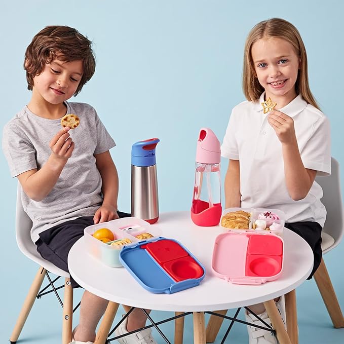 b.box Mini Lunch Box, Bento Box for Kids, Snack Container with 2 Leak Proof Compartments, Reusable Snack Containers with Lids, Kids Lunch Boxes Ages 3+, BPA Free, 4 1/4 Cup Capacity (Blue Slate)