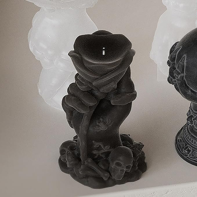 4 Inch Skull Rose Candle Resin Mold - Resin Casting Silicone Molds for Home Decor & Candle Making Wave Spiral Mold