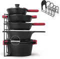Cuisinel Pan Organizer - Silicone-Coated Non-Slip 15" Heavy Duty Skillet Rack - Kitchen Counter/Cabinet Organization Storage - Cookie Sheet, Cutting Board, Cast Iron Cookware, Pots, Lid Stand/Holder