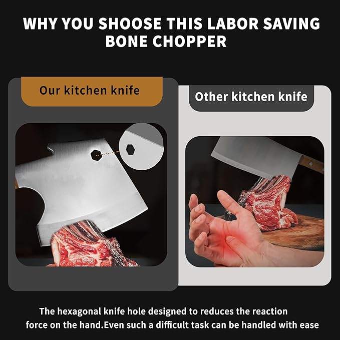Kitory Meat Cleaver 6“, Heavy Duty Bone Chopper Cleaver Knife, Professional Butcher’s Axes Shape Forged Blade, Bone Breaker, Rosewood Wood Handle - 2025 Gifts