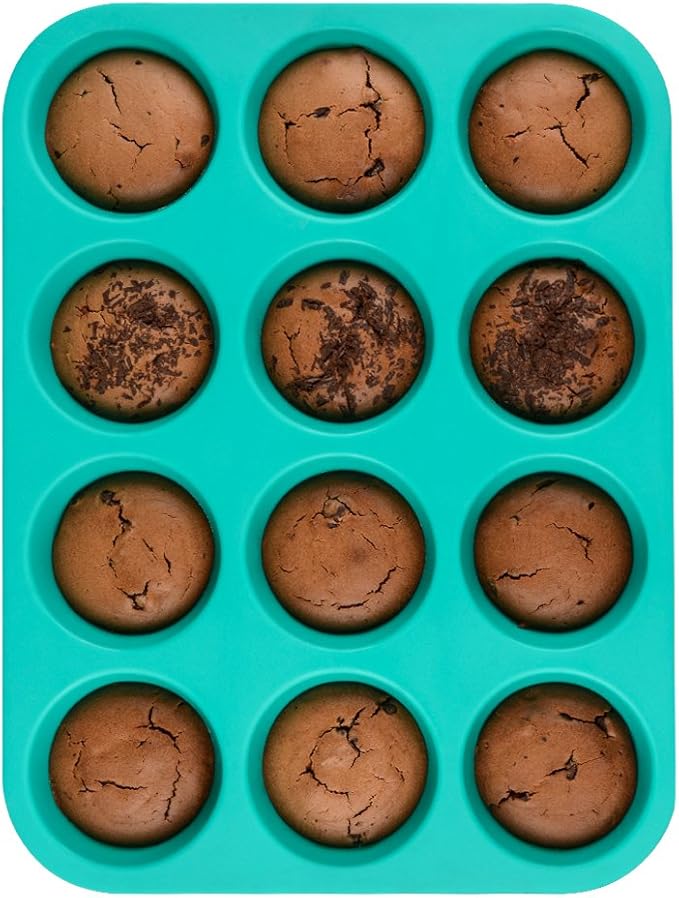 Silicone Muffin Pan Cupcake Pan Set - Mini 24 Cups and Regular 12 Cups Muffin Tin, Nonstick Food Grade Molds with 12 Baking Cups