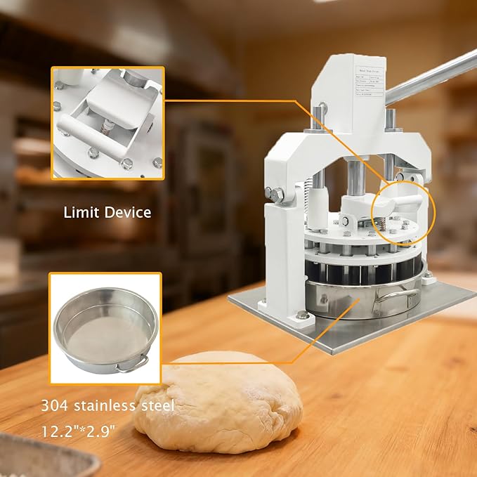 12PCS Table Top Manual Dough Divider 3.17oz-16.93oz Each Piece Hydraulic Hand Dough Cutter Bakery 304 Stainless Steel Tray