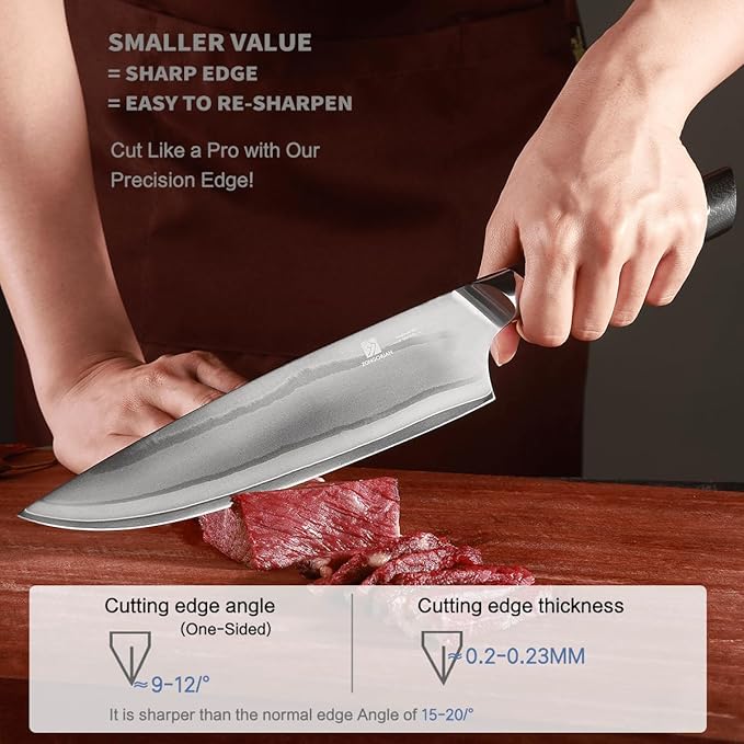 10C Kitchen Knife Set 2pc,8" Chef Knife & 5.5" Utility Knife,VG10 High Carbon Stainless Steel,6-Star Sharp Standard,G10 Black Handle,Love's Gift Box