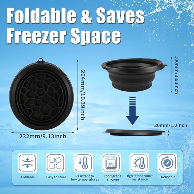 Face Bowl for Ice With Built-in Ice Tray, Collapsible Silicone Ice-Bath Face Bowl, Small Reusable Face-Ice Plunge Bowls, Perfect for Home Use, Camping, Travel (Black)