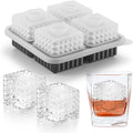 Nax Caki 3D Square Ice Cube Tray, Large Square Silicone Fun Shapes Whiskey Ice Mold with Funnel for Cocktails, Bourbon,Brandy, Whiskey Gifts for Men Black