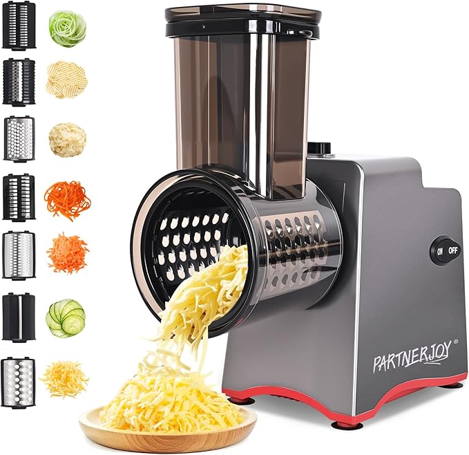Electric Cheese Grater,7 In 1 Electric Cheese Grater for Block Cheese,250w Electric Slicer Shredder, Automatic Electric Grater,Cheese Graters Machine For Cheeses, Fruits, Vegetables