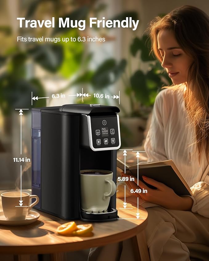 SHARDOR Single Serve Coffee Maker 2.0, Hot and Iced Coffee Machine for K Cup Pods & Ground Coffee, 6 to 14 oz Brew Sizes, 50 oz Removable Water Tank, Bold Brew Setting, Stainless Steel, Black