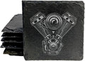 Rev Up Your Ride: V-Twin Engine Coasters for Bikers - Square Slate - Set of 8