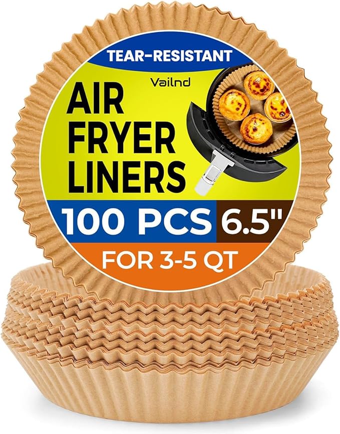 100Pcs Small Air Fryer Liners Disposable, Parchment Sheets Round, 6.5 Inch Round Airfryer Paper Basket Bowl Liner for Baking Cooking Food