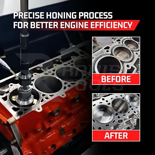 Engine Cylinder Hone Kit 3.5" to 6.5" with 4 Extra Carriers Adjustable Handheld Honing Machine Tool Kit with 16 Stones Sizes 4" x1/2" x1/2" - Works for Mid-Size to Larger Car Engines
