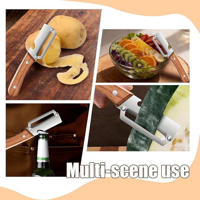 2025 New Kitchen Multifunctional Vegetable Peeler, 2 in 1 Stainless Steel Single Blade Peeler Tool with Bottle Opener