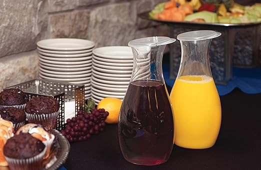 Carlisle FoodService Products 7090207 Cascata Carafe Juice Jar Beverage Decanter Only, Plastic, 1 L, Clear (Pack of 12)