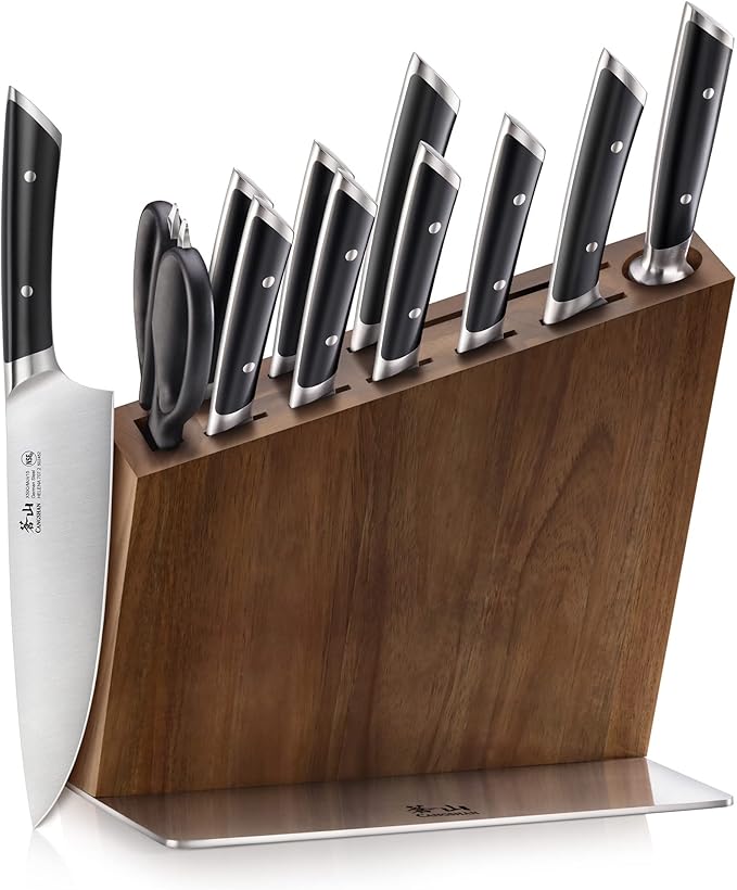 Cangshan HELENA Series German Steel Forged, HUA Knife Block Set (12-Piece, Black)