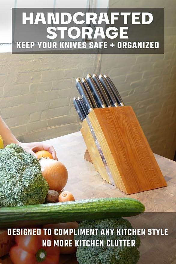 DALSTRONG 12-Piece Knife Block Set - Gladiator Series Elite - Black Handles - German HC Steel - Hand-Made Manchurian Ash Wood Block - NSF Certified
