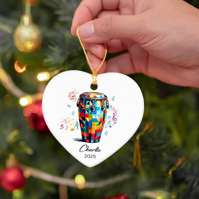 Conga Player Ceramic Ornaments Christmas, Custom Instrumentalist Ornament with Name & Year, Conga Musical Ceramic Ornament Gifts for Instrument Lovers, Personalized Musician Xmas Keepsake Tree 2025