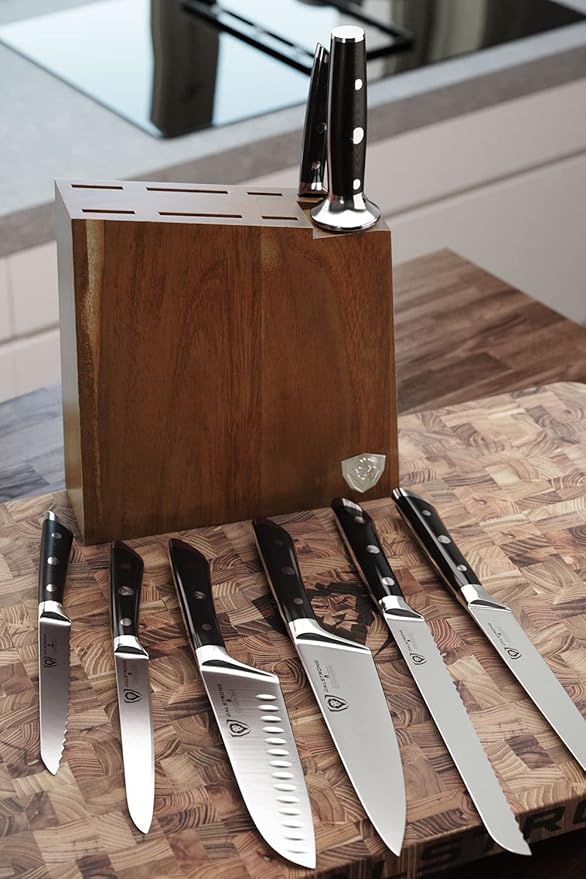 Dalstrong Knife Set Block - 8 Piece - Gladiator Series - German High Carbon Steel Kitchen Knife - Premium Food-Grade Black ABS Polymer Handles - NSF Certified