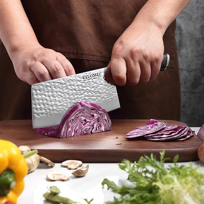 Non-stick Cleaver Knife 7-inch, Chinese Chef's Knife for Kitchen, High Carbon German Stainless Steel Vegetable Chopping Knife, China Chopper | CaiDao, Ergonomic Handle, Gift Boxed (7" Meat Cleaver)
