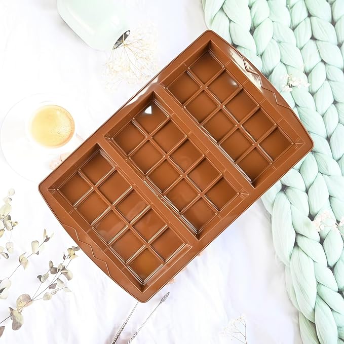 2 Pc Chocolate Bar Mold Set, 10 Snap 4/5 Inch Deep Large Chocolate Mould Silicone Break Apart Thick Silicone Molds for Candy, Dubai Pistachio, Snacks and Desserts