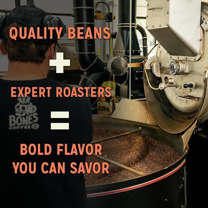 Bones Coffee Company Horchata Flavored Coffee, Medium Roast Low Acid Arabica Beans Compatible with Auto drip and French Press Coffee Maker, 12 Oz Whole Bean